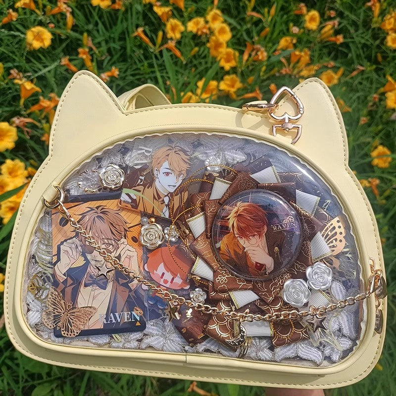 White Cat Ita Bag with Clear Window for Pin Display White Cat Ita Bag with Clear Window for Pin Display — ita bag insert with clear display window