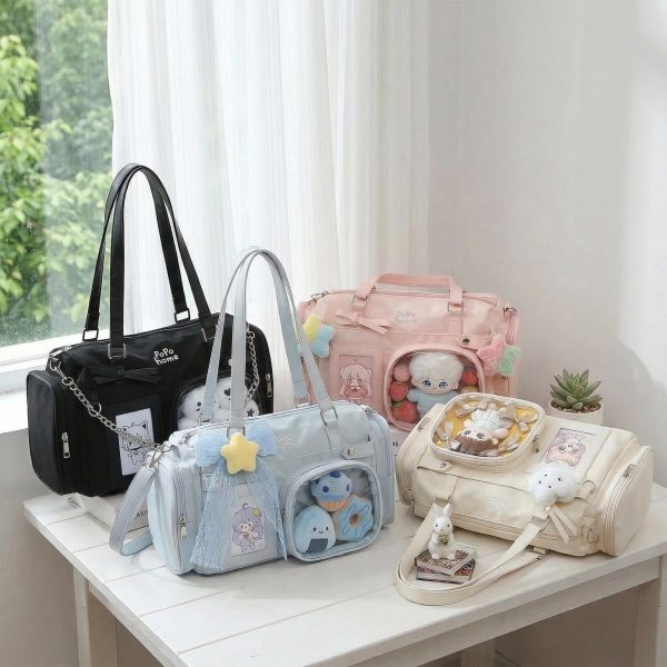 White Ita Crossbody Bag with Clear Window for Plushies and Pins — crossbody ita bag with clear display window