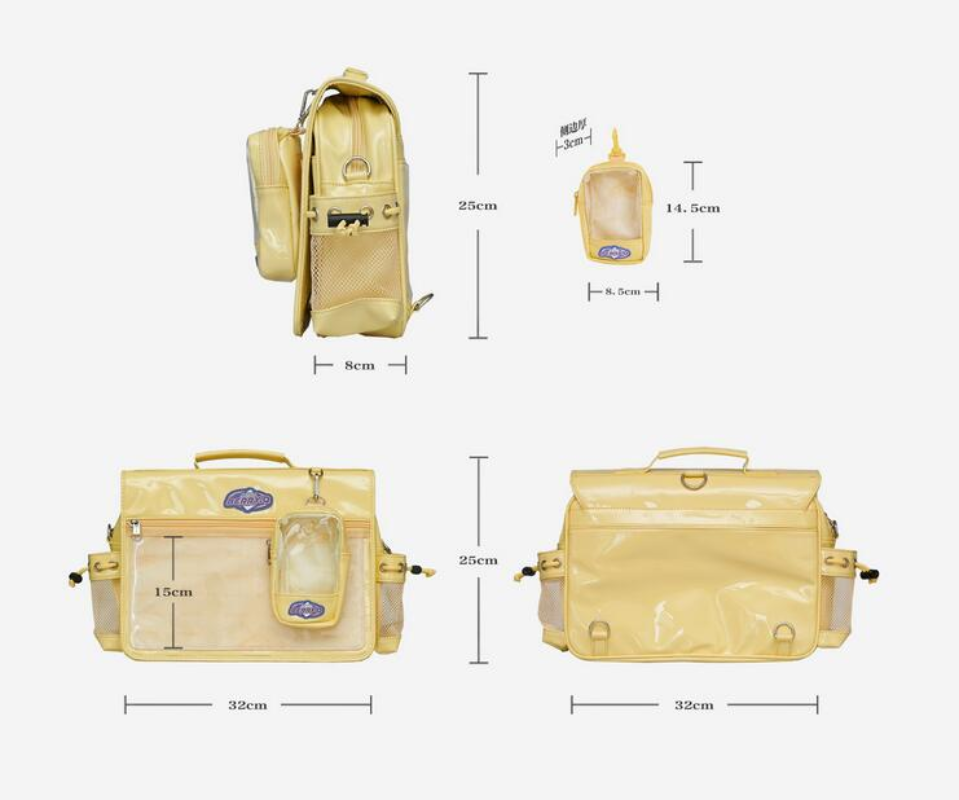 White Ita Shoulder Bag for Plushies and Pins White Ita Shoulder Bag for Plushies and Pins — crossbody ita bag detail view
