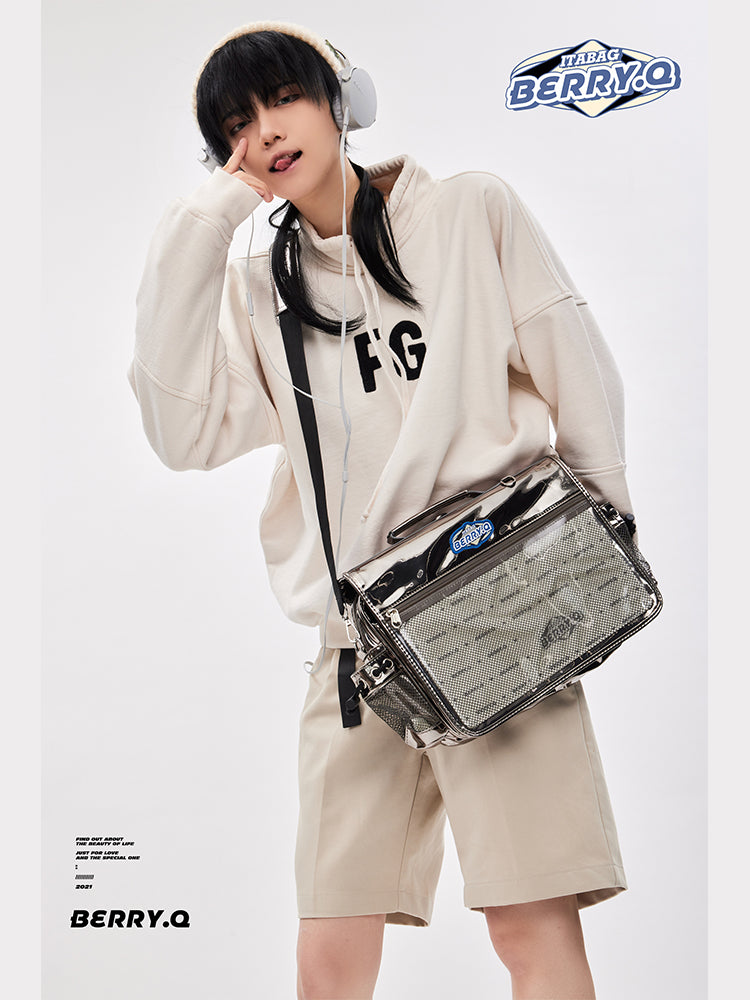 White Ita Shoulder Bag for Plushies and Pins White Ita Shoulder Bag for Plushies and Pins — crossbody ita bag detail view