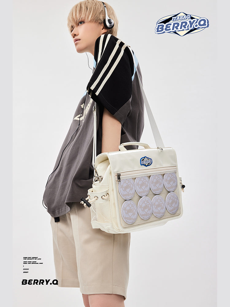 White Ita Shoulder Bag for Plushies and Pins White Ita Shoulder Bag for Plushies and Pins — crossbody ita bag detail view