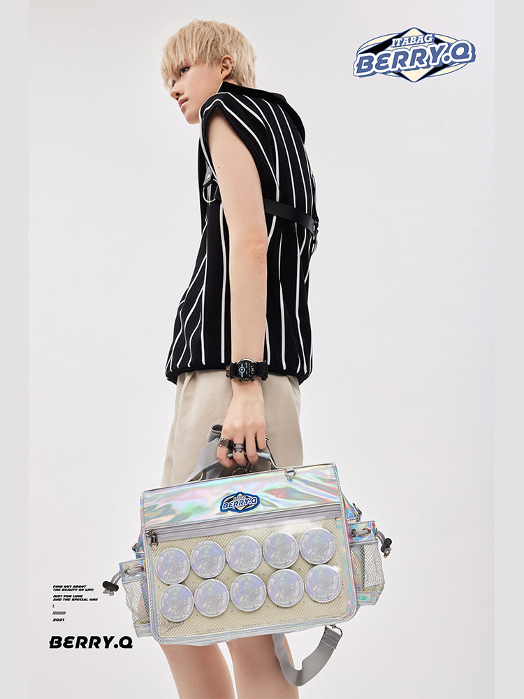 White Ita Shoulder Bag for Plushies and Pins White Ita Shoulder Bag for Plushies and Pins — crossbody ita bag detail view