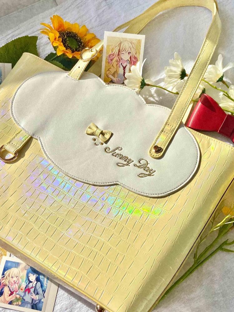 White Ita Shoulder Bag with Clear Window for Pin Display White Ita Shoulder Bag with Clear Window for Pin Display — crossbody ita bag detail view