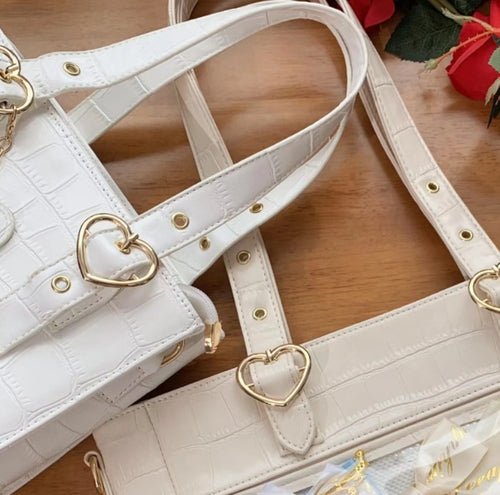 White Ita Tote Bag with Clear Window and Included Insert for Plushies and Pins White Ita Tote Bag with Clear Window and Included Insert for Plushies and Pins — ita tote bag detail view