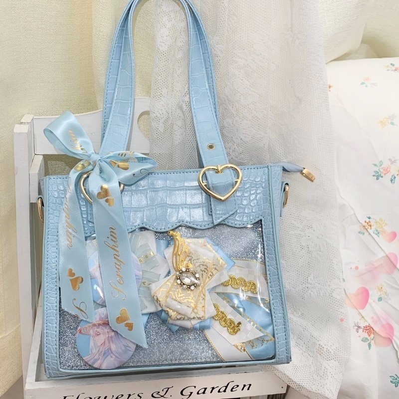 White Ita Tote Bag with Clear Window and Included Insert for Plushies and Pins White Ita Tote Bag with Clear Window and Included Insert for Plushies and Pins — ita tote bag detail view
