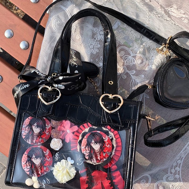 White Ita Tote Bag with Clear Window and Included Insert for Plushies and Pins White Ita Tote Bag with Clear Window and Included Insert for Plushies and Pins — ita tote bag detail view