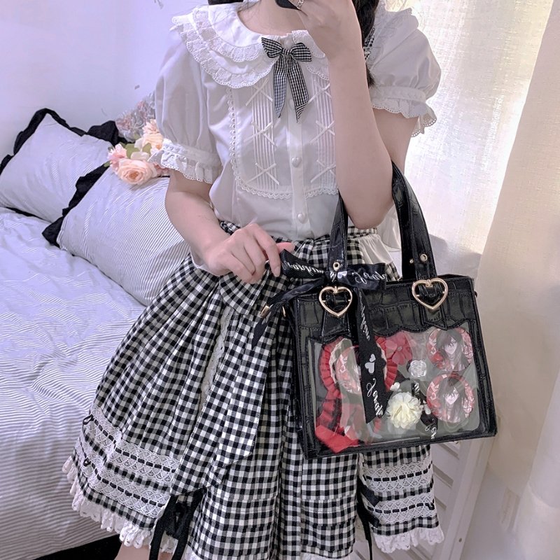 White Ita Tote Bag with Clear Window and Included Insert for Plushies and Pins White Ita Tote Bag with Clear Window and Included Insert for Plushies and Pins — ita tote bag detail view