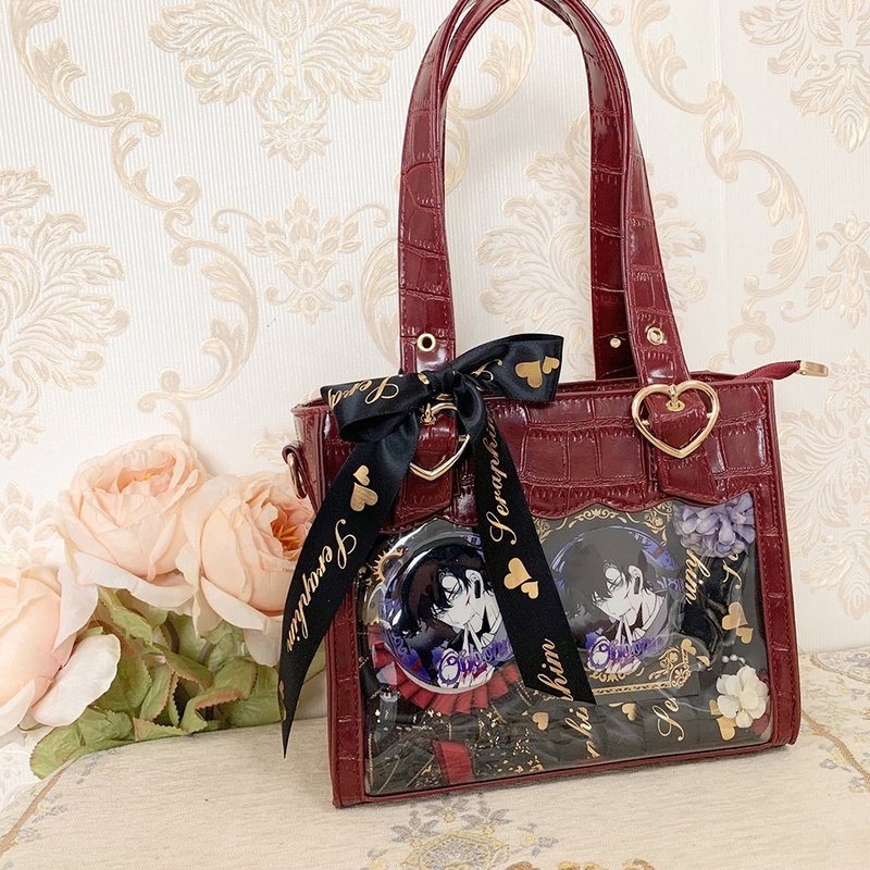 White Ita Tote Bag with Clear Window and Included Insert for Plushies and Pins White Ita Tote Bag with Clear Window and Included Insert for Plushies and Pins — ita tote bag detail view