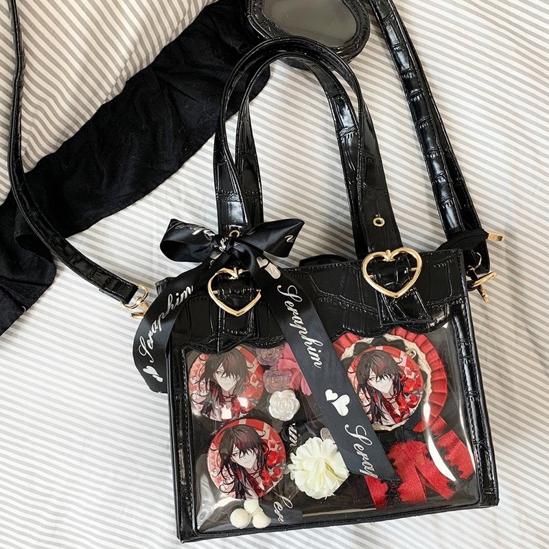 White Ita Tote Bag with Clear Window and Included Insert for Plushies and Pins White Ita Tote Bag with Clear Window and Included Insert for Plushies and Pins — ita tote bag detail view