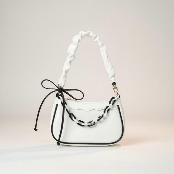 White Kawaii Convertible Ita Bag for Pin Display — ita bag detail view