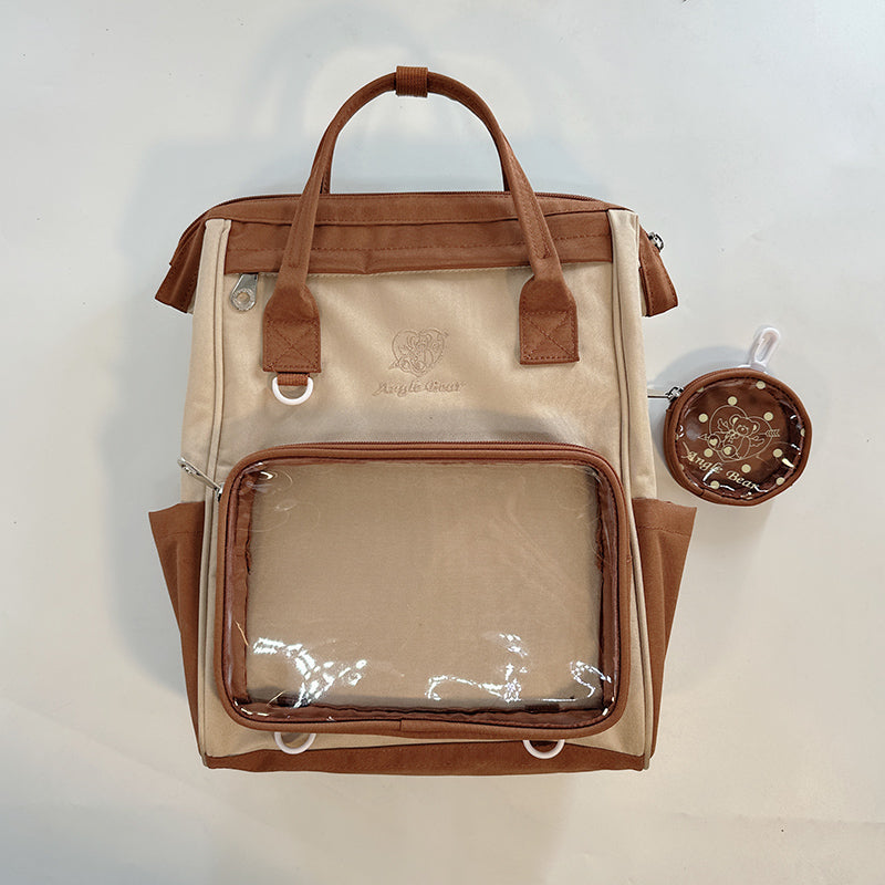 White Kawaii Ita Backpack with Clear Window and Included Insert for Pin Display White Kawaii Ita Backpack with Clear Window and Included Insert for Pin Display — ita backpack detail view