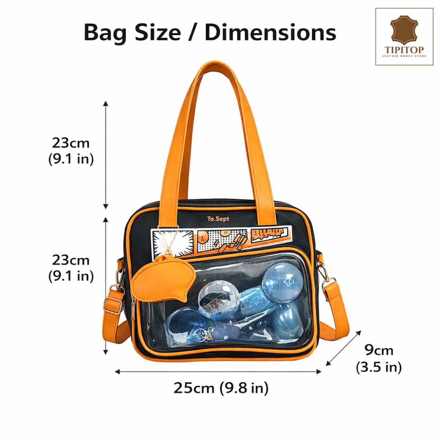 White Kawaii Y2K Convertible Ita Bag with Clear Window for Photocards and Pins White Kawaii Y2K Convertible Ita Bag with Clear Window for Photocards and Pins — ita bag detail view