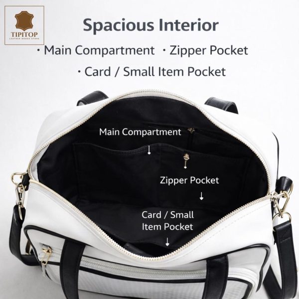 White Kawaii Y2K Convertible Ita Bag with Clear Window for Photocards and Pins — ita bag detail view