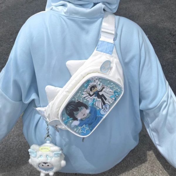 Y2K Cat Ita Bag with Clear Window for Plushies and Pins — ita bag detail view