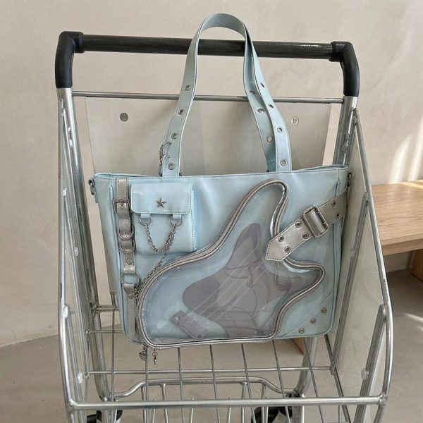 Y2K Convertible Ita Bag with Clear Window for Photocards and Pins — ita bag detail view