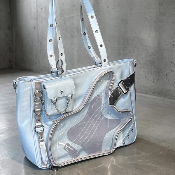 Y2K Convertible Ita Bag with Clear Window for Photocards and Pins — ita bag detail view