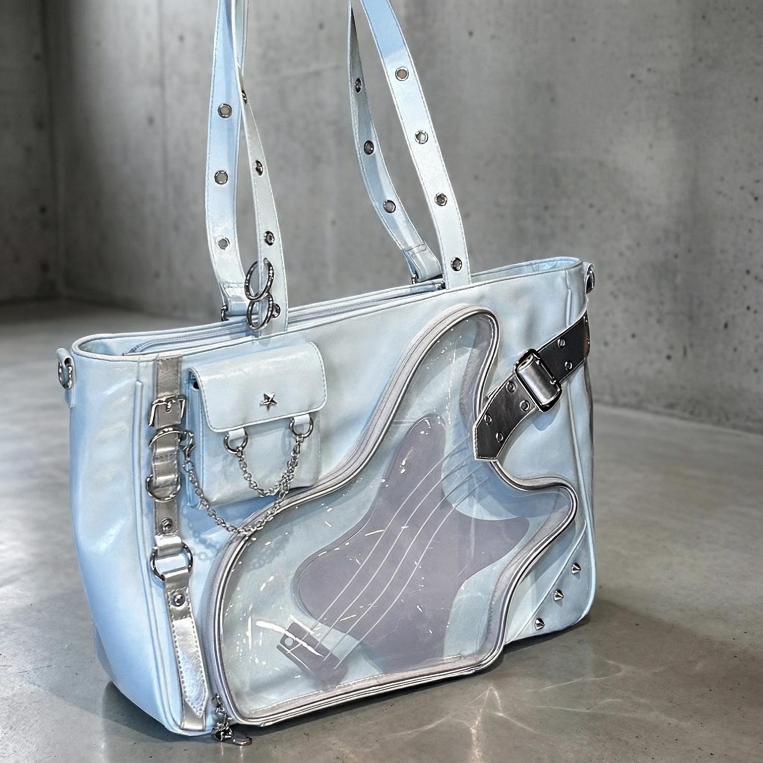 Y2K Convertible Ita Bag with Clear Window for Photocards and Pins Y2K Convertible Ita Bag with Clear Window for Photocards and Pins — ita bag detail view