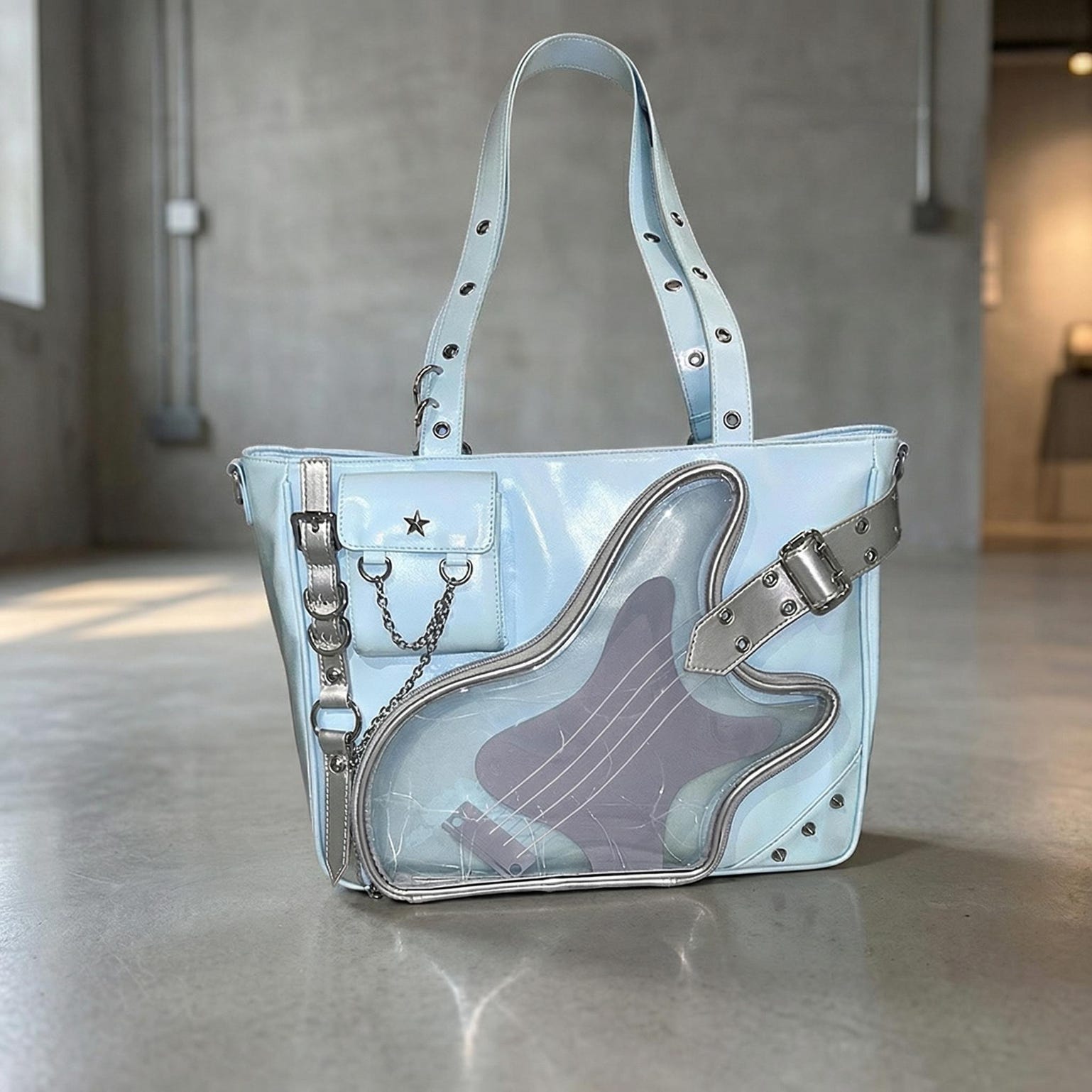 Y2K Convertible Ita Bag with Clear Window for Photocards and Pins Y2K Convertible Ita Bag with Clear Window for Photocards and Pins — ita bag detail view