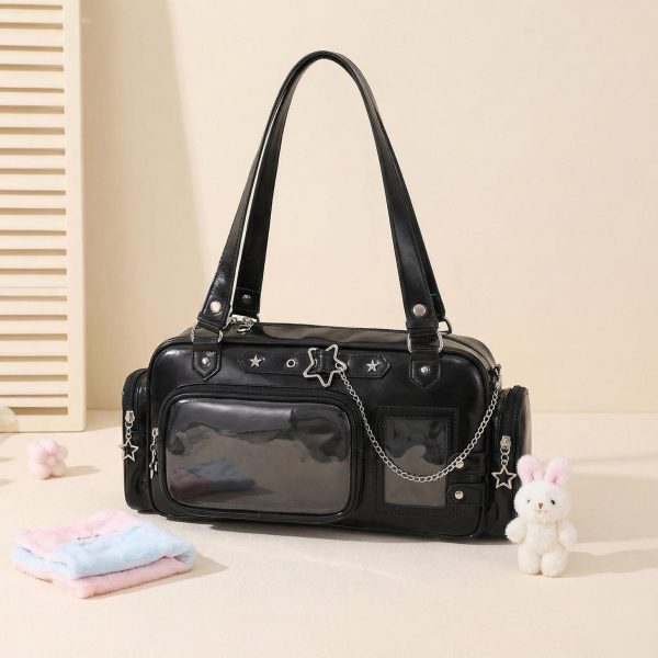 Y2K Convertible Ita Bag with Clear Window for Photocards and Pins — ita bag with clear display window