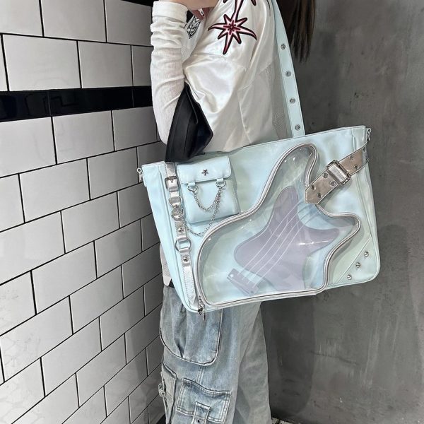 Y2K Convertible Ita Bag with Clear Window for Photocards and Pins — ita bag detail view