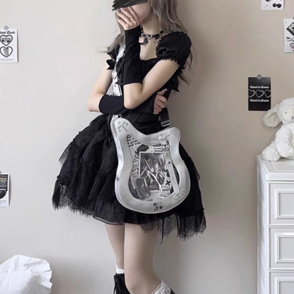 Y2K Ita Bag with Clear Window for Pin Display — ita bag detail view