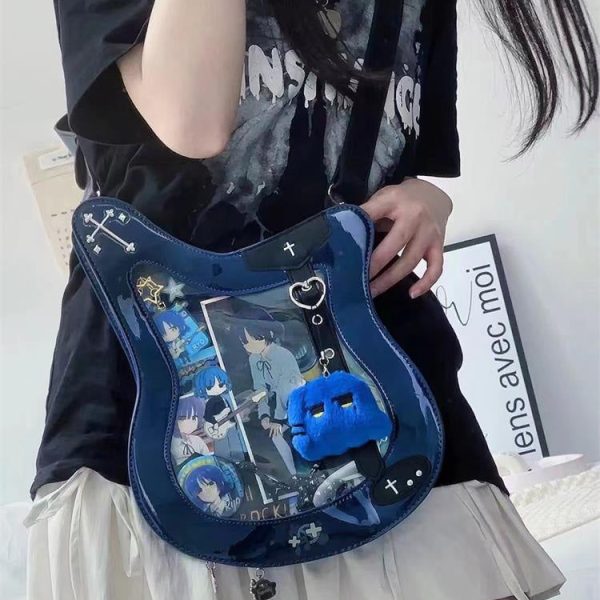 Y2K Ita Bag with Clear Window for Pin Display — ita bag detail view