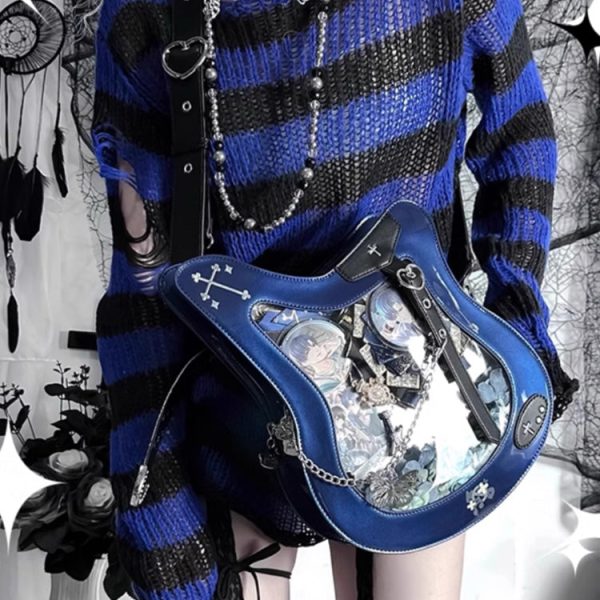 Y2K Ita Bag with Clear Window for Pin Display — ita bag detail view