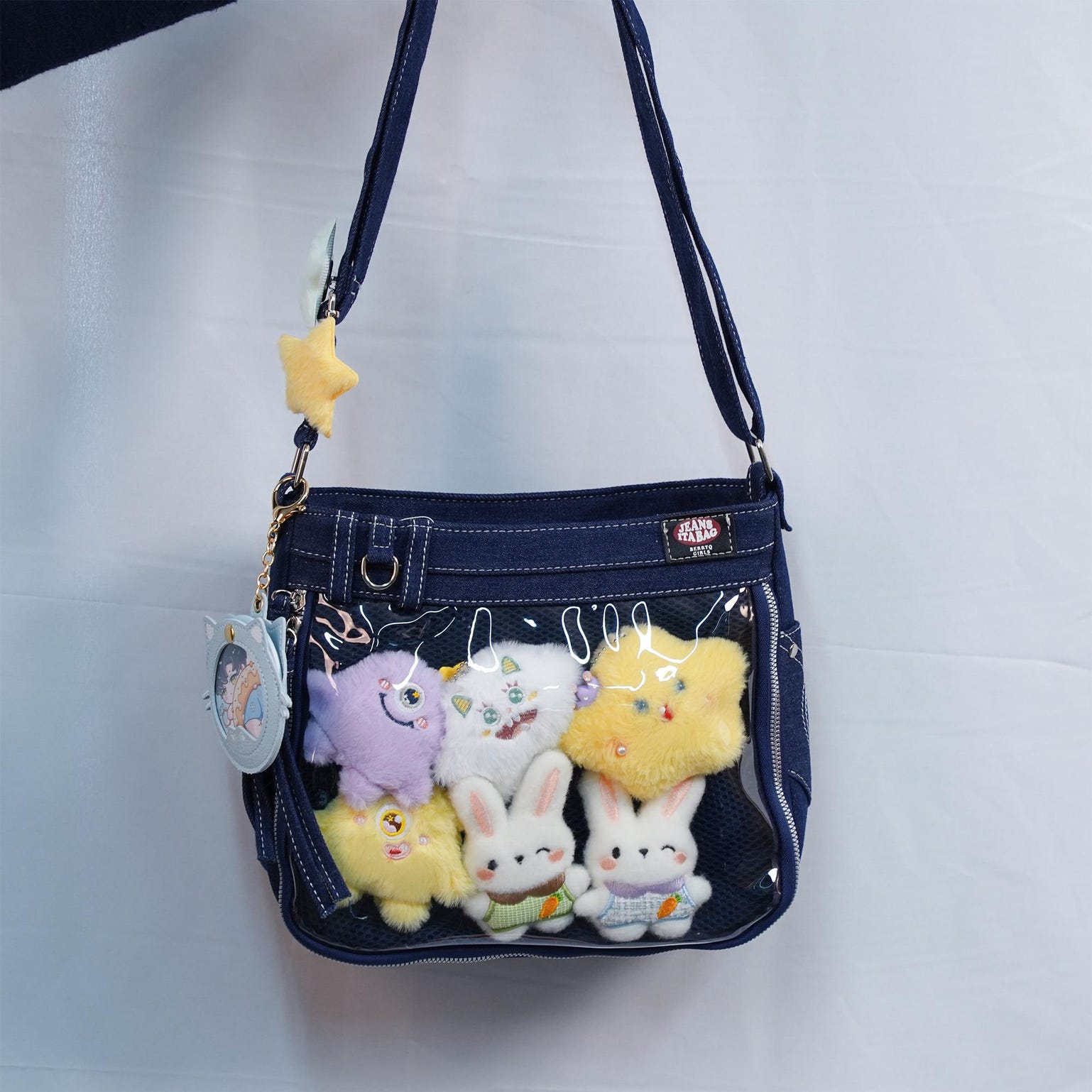 Y2K Ita Crossbody Bag with Clear Window for Pin Display Y2K Ita Crossbody Bag with Clear Window for Pin Display — crossbody ita bag detail view