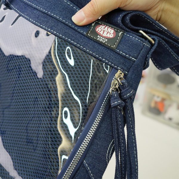 Y2K Ita Crossbody Bag with Clear Window for Pin Display — crossbody ita bag detail view