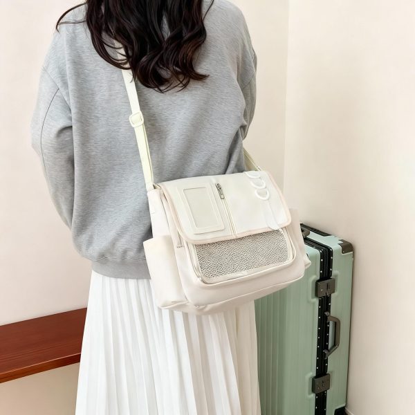 Y2K Ita Crossbody Bag with Clear Window for Plushies and Pins — crossbody ita bag detail view