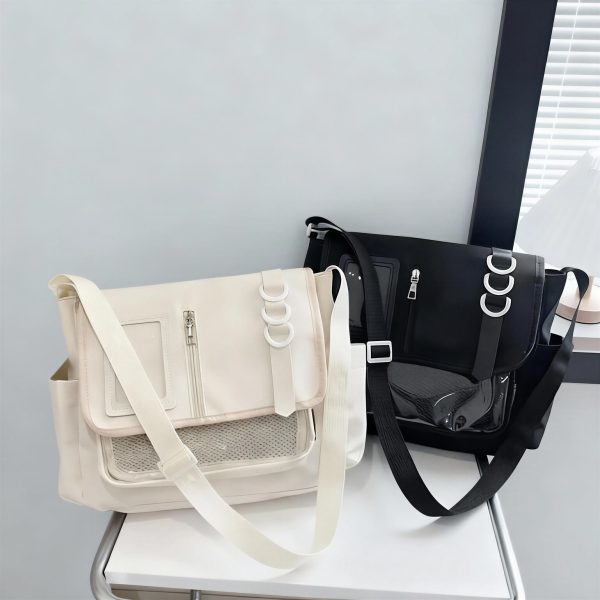 Y2K Ita Crossbody Bag with Clear Window for Plushies and Pins — crossbody ita bag detail view