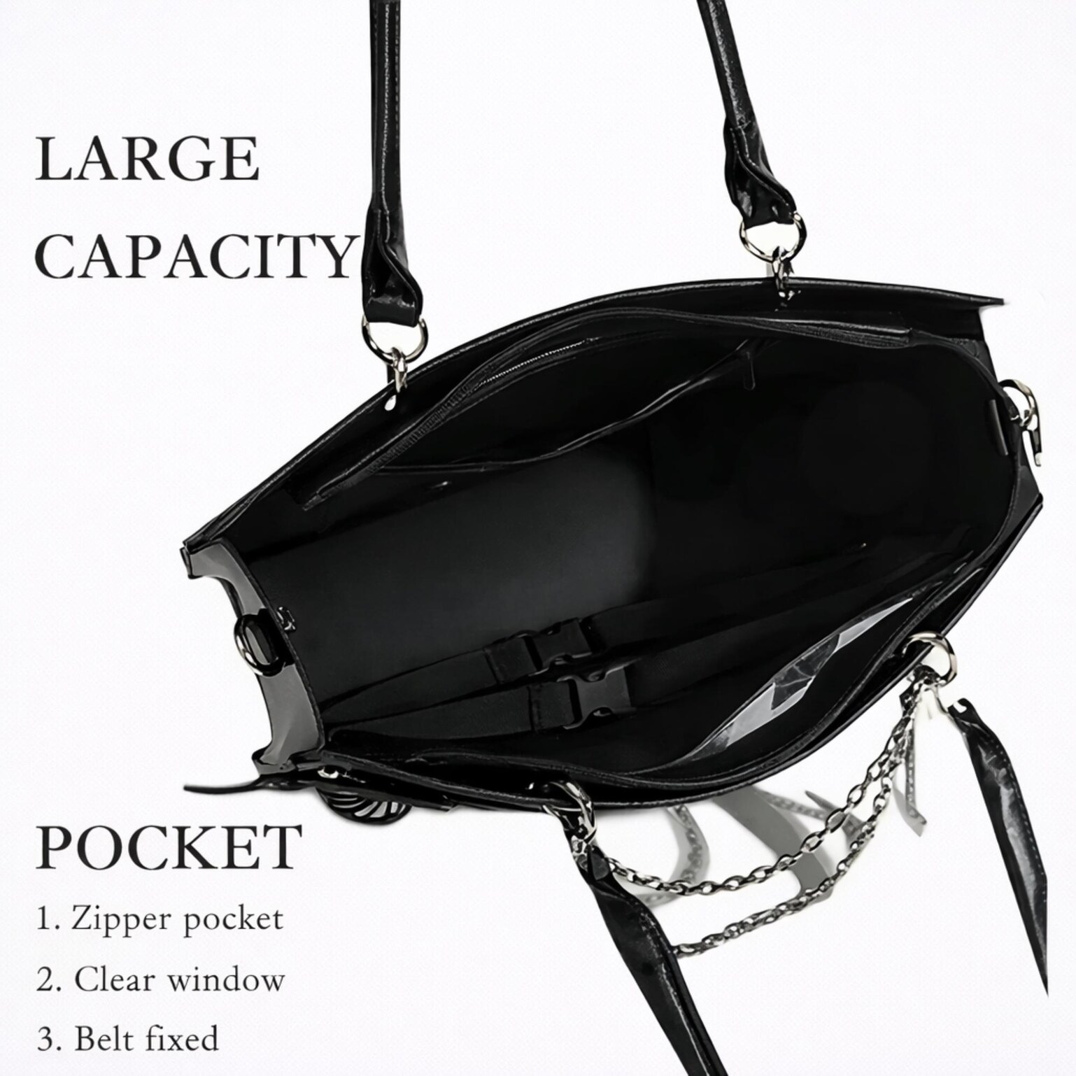 Y2K Ita Handbag with Clear Window for Pin Display Y2K Ita Handbag with Clear Window for Pin Display — ita bag detail view