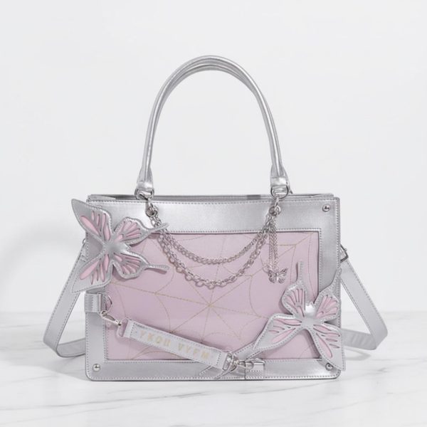 Y2K Ita Handbag with Clear Window for Pin Display — ita bag with clear display window