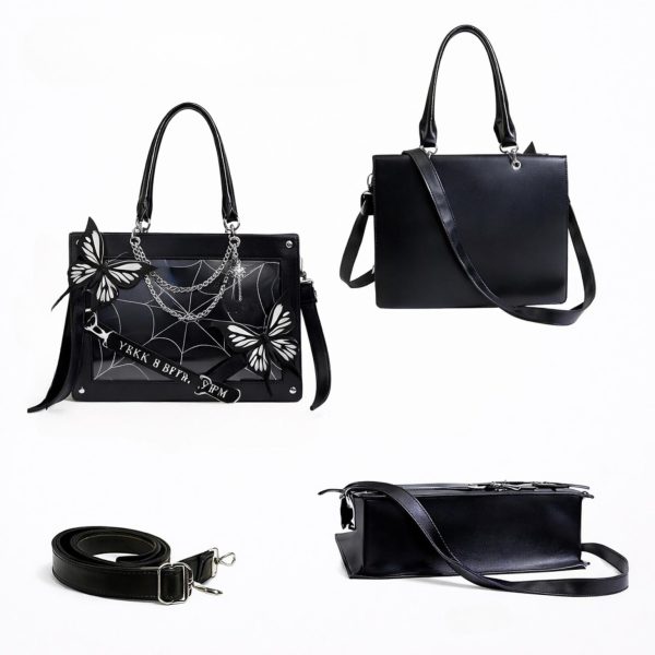 Y2K Ita Handbag with Clear Window for Pin Display — ita bag detail view