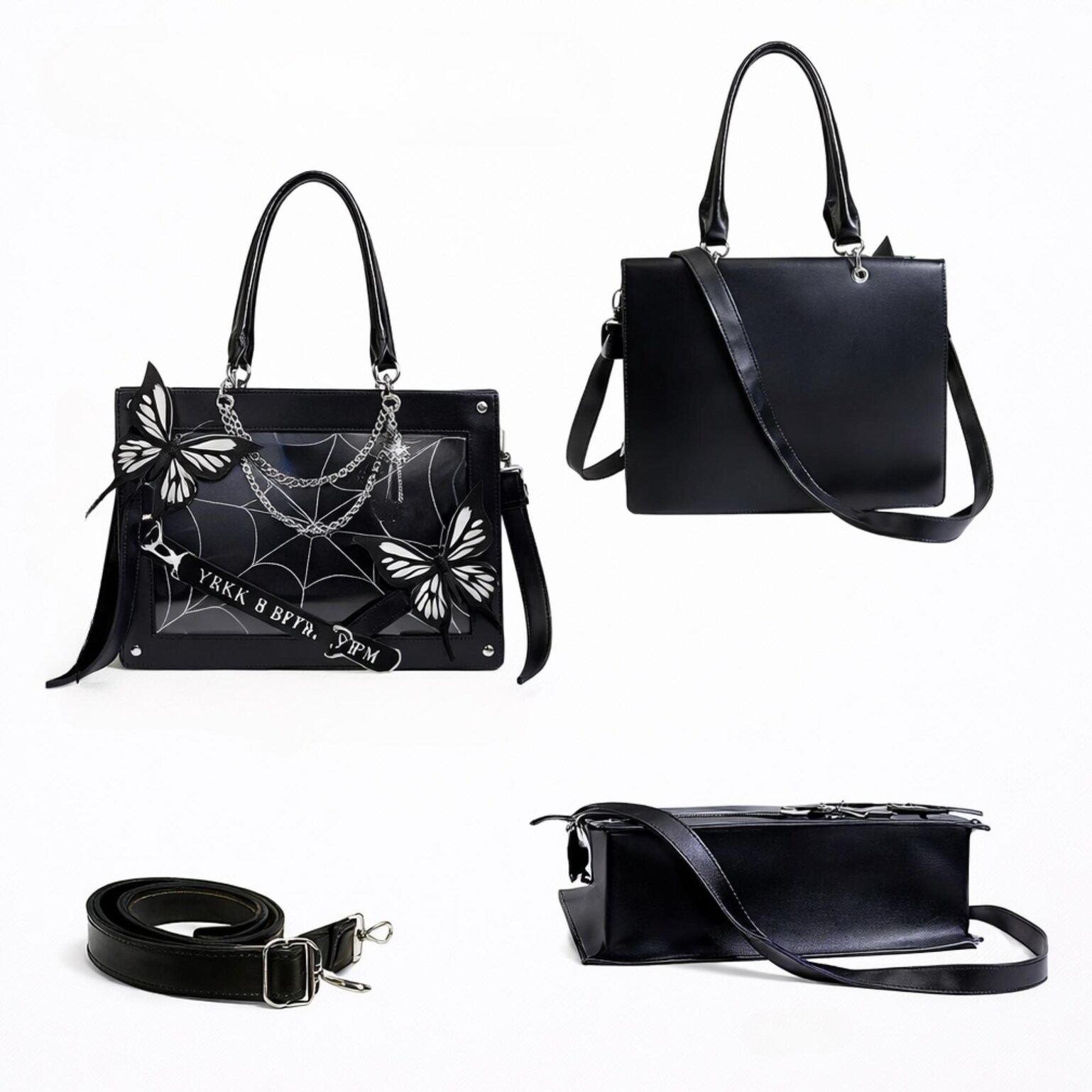 Y2K Ita Handbag with Clear Window for Pin Display Y2K Ita Handbag with Clear Window for Pin Display — ita bag detail view