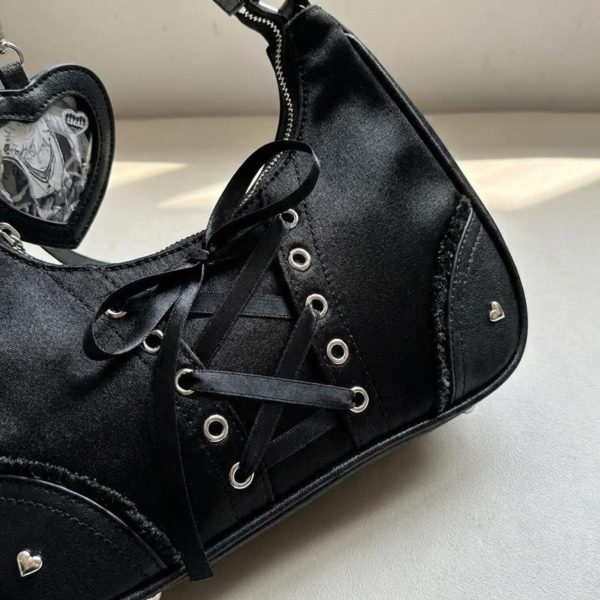 Y2K Ita Shoulder Bag with Clear Window for Photocards and Pins — crossbody ita bag detail view