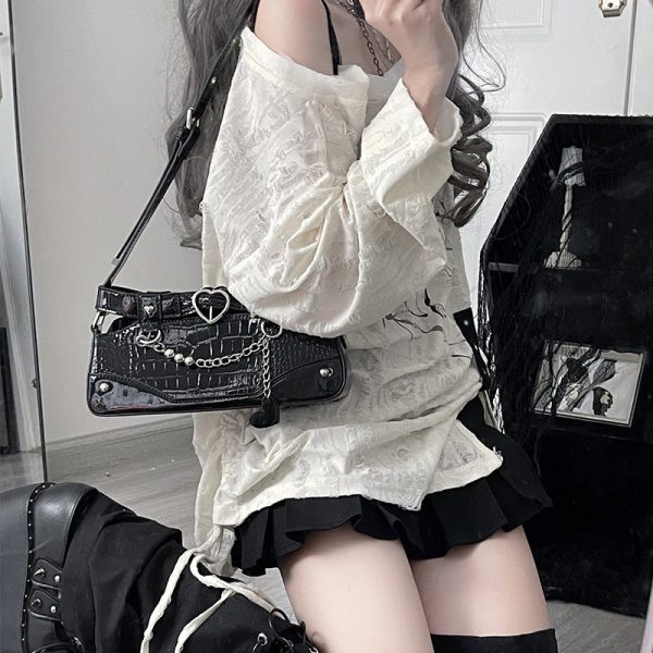 Y2K Vintage Ita Bag with Clear Window for Plushies and Pins — ita bag detail view