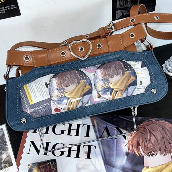 Y2K Vintage Ita Bag with Clear Window for Plushies and Pins — ita bag detail view