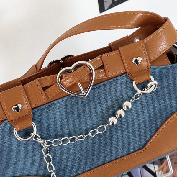 Y2K Vintage Ita Bag with Clear Window for Plushies and Pins — ita bag detail view