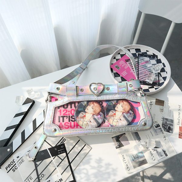 Y2K Vintage Ita Bag with Clear Window for Plushies and Pins — ita bag detail view