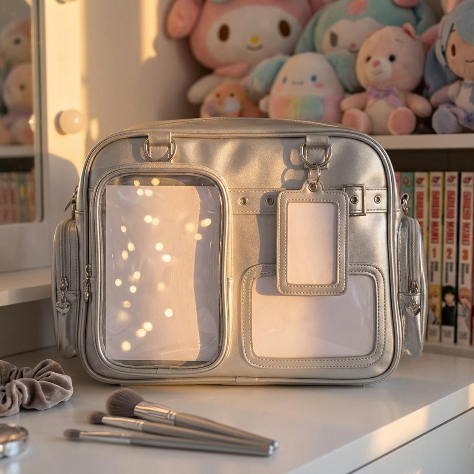 Yellow Kawaii Convertible Ita Bag for Pin Display Yellow Kawaii Convertible Ita Bag for Pin Display — ita bag detail view