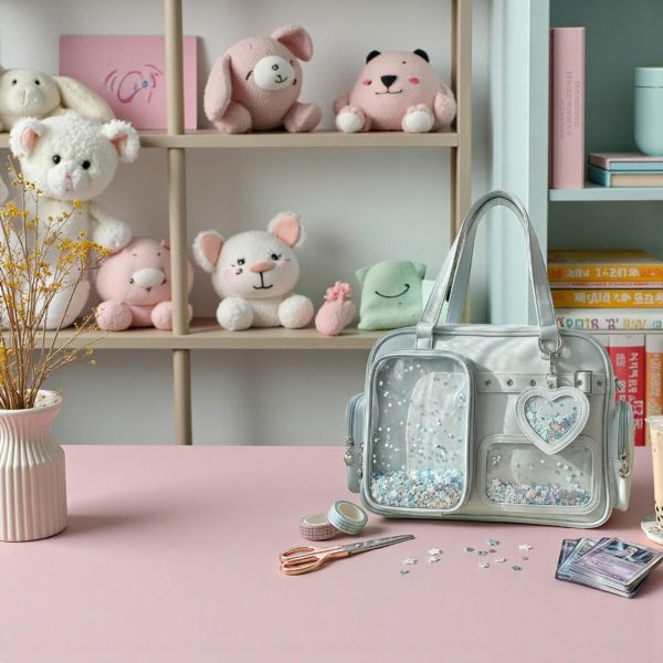 Yellow Kawaii Convertible Ita Bag for Pin Display — ita bag detail view