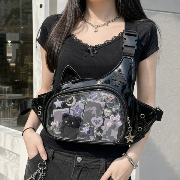 Y2K Cat Ita Bag with Clear Window for Plushies and Pins