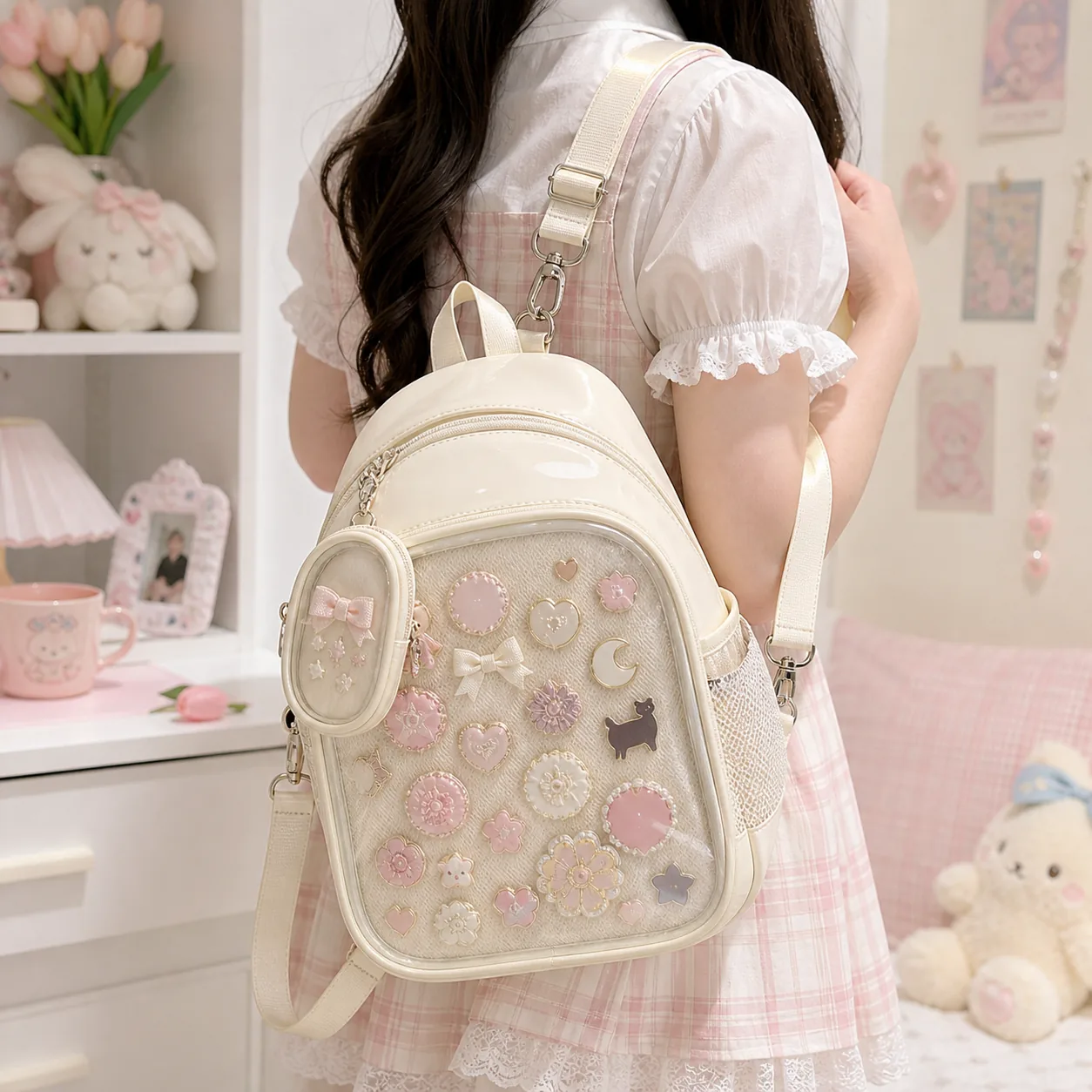 Convertible Ita Bag with Clear Window for Pin Display Convertible Ita Bag with Clear Window for Pin Display