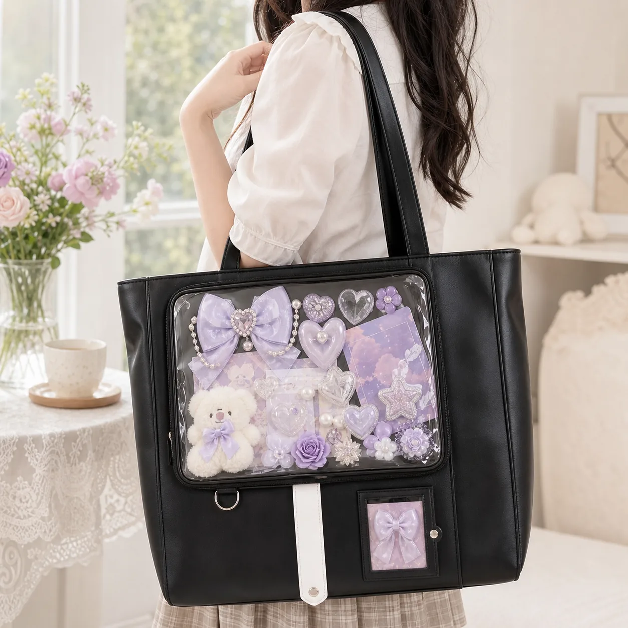 Large Ita Bag with Clear Window for Plushies and Pins Large Ita Bag with Clear Window for Plushies and Pins