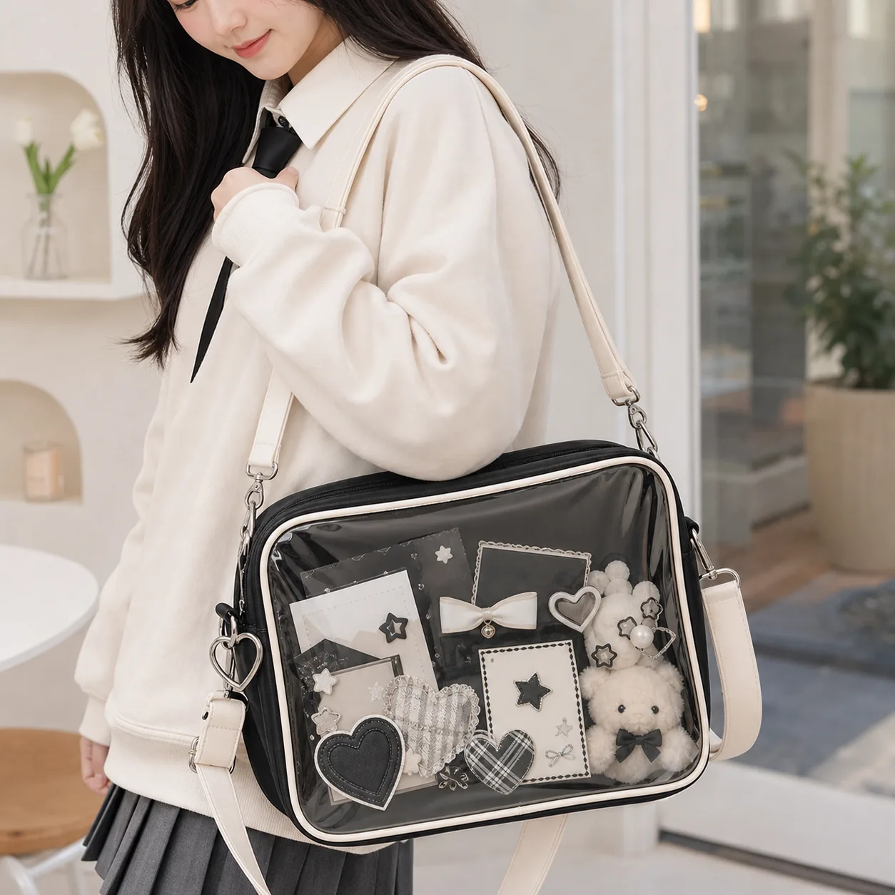 Kawaii Convertible Ita Bag with Clear Window Kawaii Convertible Ita Bag with Clear Window