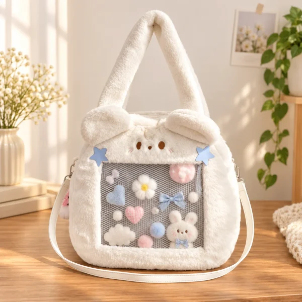 kawaii-bunny-ita-shoulder-bag-for-plushies-and-pins featured product image - YourItBag