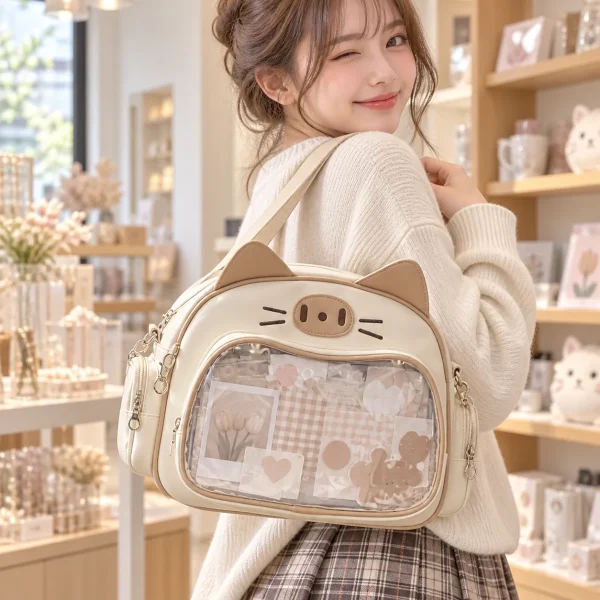 kawaii-cat-ita-shoulder-bag-with-clear-window-for-photocards-and-pins featured product image - YourItBag