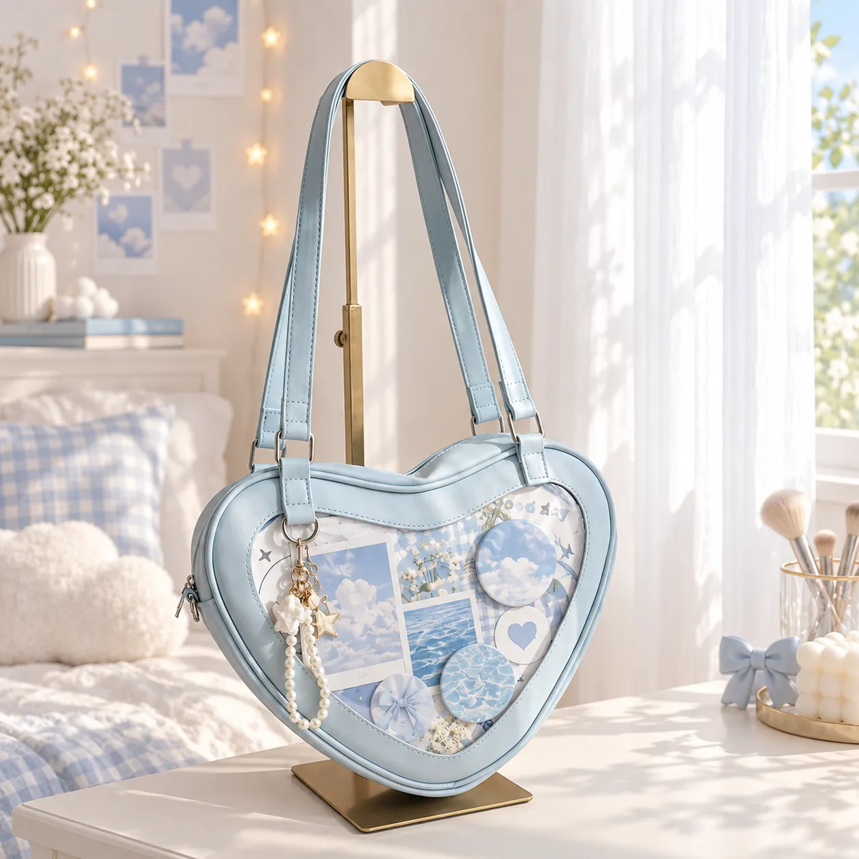 kawaii-heart-ita-shoulder-bag-with-clear-window-for-photocards-and-pins | YourItBag kawaii-heart-ita-shoulder-bag-with-clear-window-for-photocards-and-pins featured product image - YourItBag