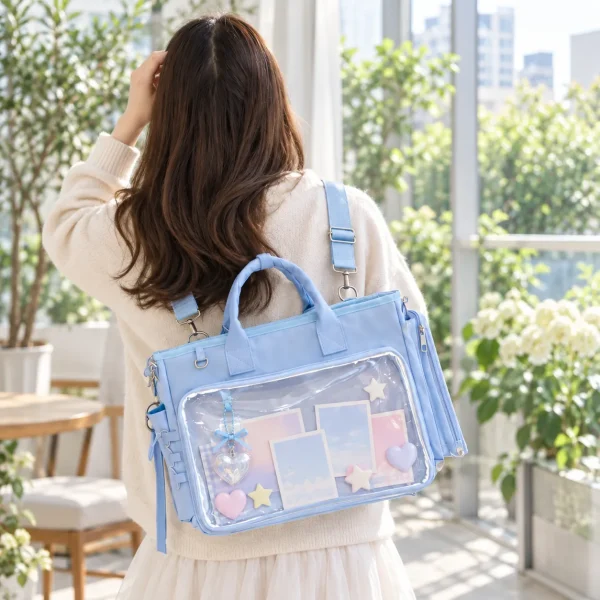 large-black-kawaii-convertible-ita-bag-with-clear-window-for-photocards-and-pins featured product image - YourItBag